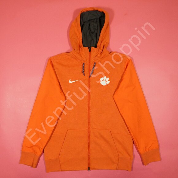 Nike Clemson Tigers Jacket Mens M Orange Hoodie Side Line Full Zip Football New - Picture 2 of 10